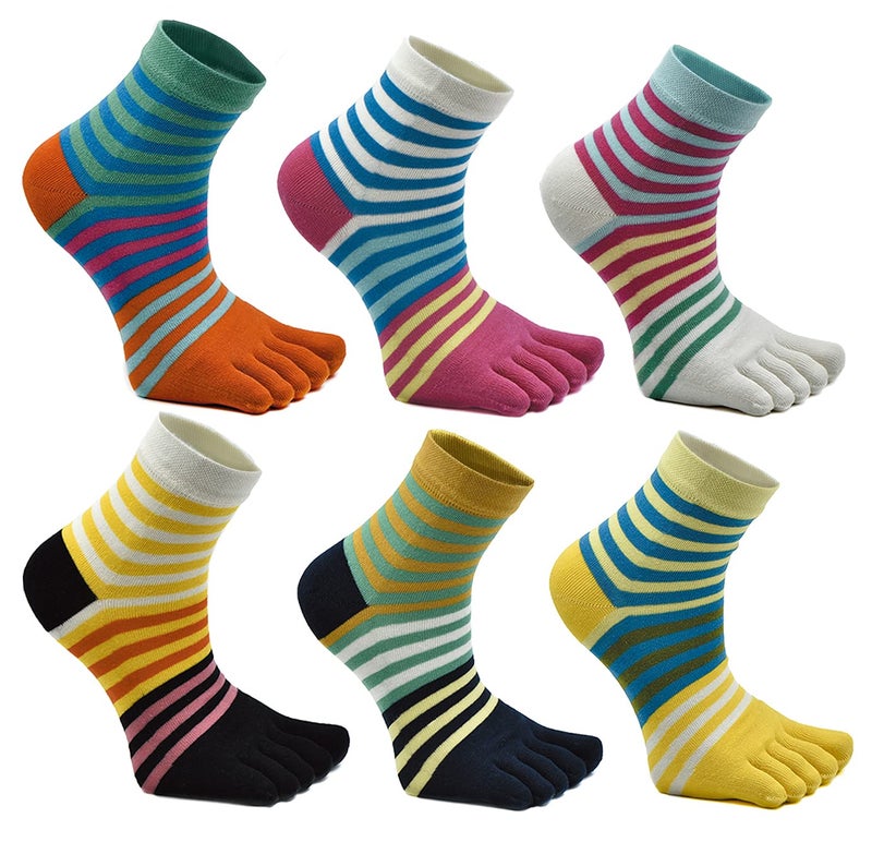 Fasot Women Toe Socks Five Finger Cotton Athletic Mesh Wicking Ankle 6 Pack Set - Image 1